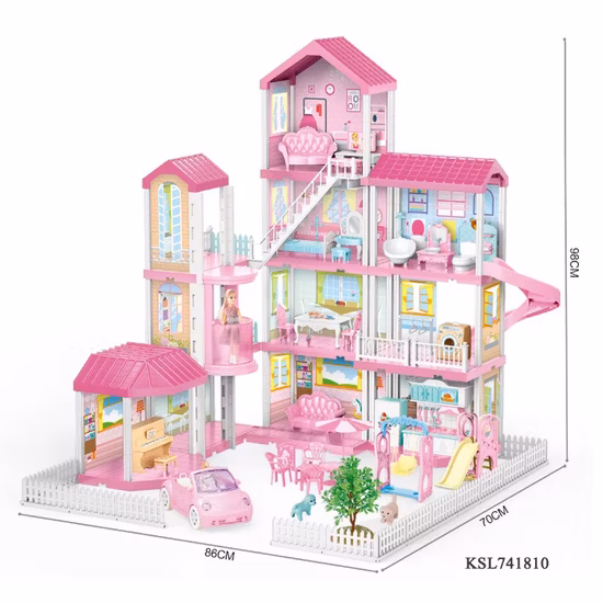 Atacado Fingir Brincar Simulação Princesa Villa DIY Casa de Bonecas Brinquedos com Móveis Meninas Dream Dollhouse Conjunto Educacional Casa de Bonecas de Luxo Brinquedo