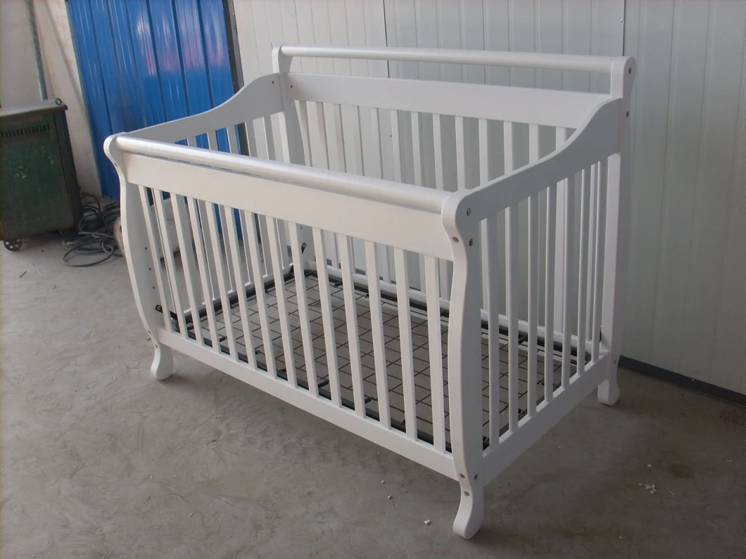 Solid Wooden Comfort Wholesale Factory Supplier Nursery Modern Home Kindergarten Bedroom Baby Kids Children Infant Baby Furniture with Rails and Bassinet