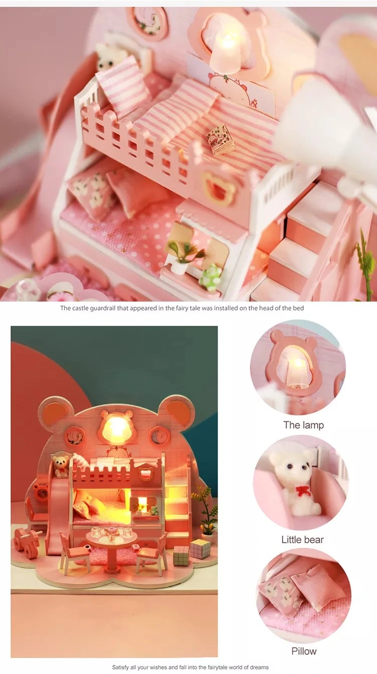 3D DIY Pink Wooden Educational Outdoor Miniature Doll House