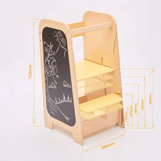 Móveis Montessori de madeira maciça moderna não tóxica, torre de aprendizagem para crianças, altura ajustável, ajudante de cozinha, banquinho com trilhos de segurança