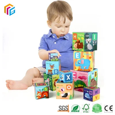 Conjunto de Blocos de Empilhamento de Blocos de Papelão para Empilhamento de Blocos de Aprendizagem Infantil com Impressão Personalizada