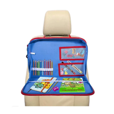 Bandeja de viagem para assento de carro infantil, suporte para iPad ou tablet no banco traseiro, bolsa de transporte com organizador de armazenamento